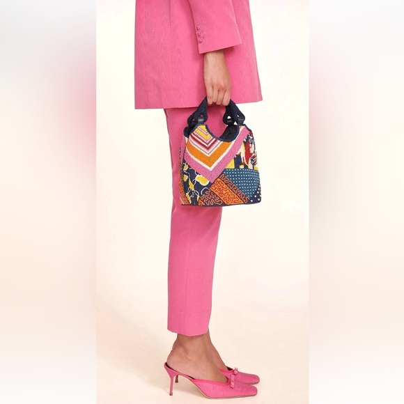 🌺🎉HP🎉🌺 NWT Staud Beaded Cote Bag Patchwork Foulard 🌟Rare Find🌟 - Picture 10 of 16